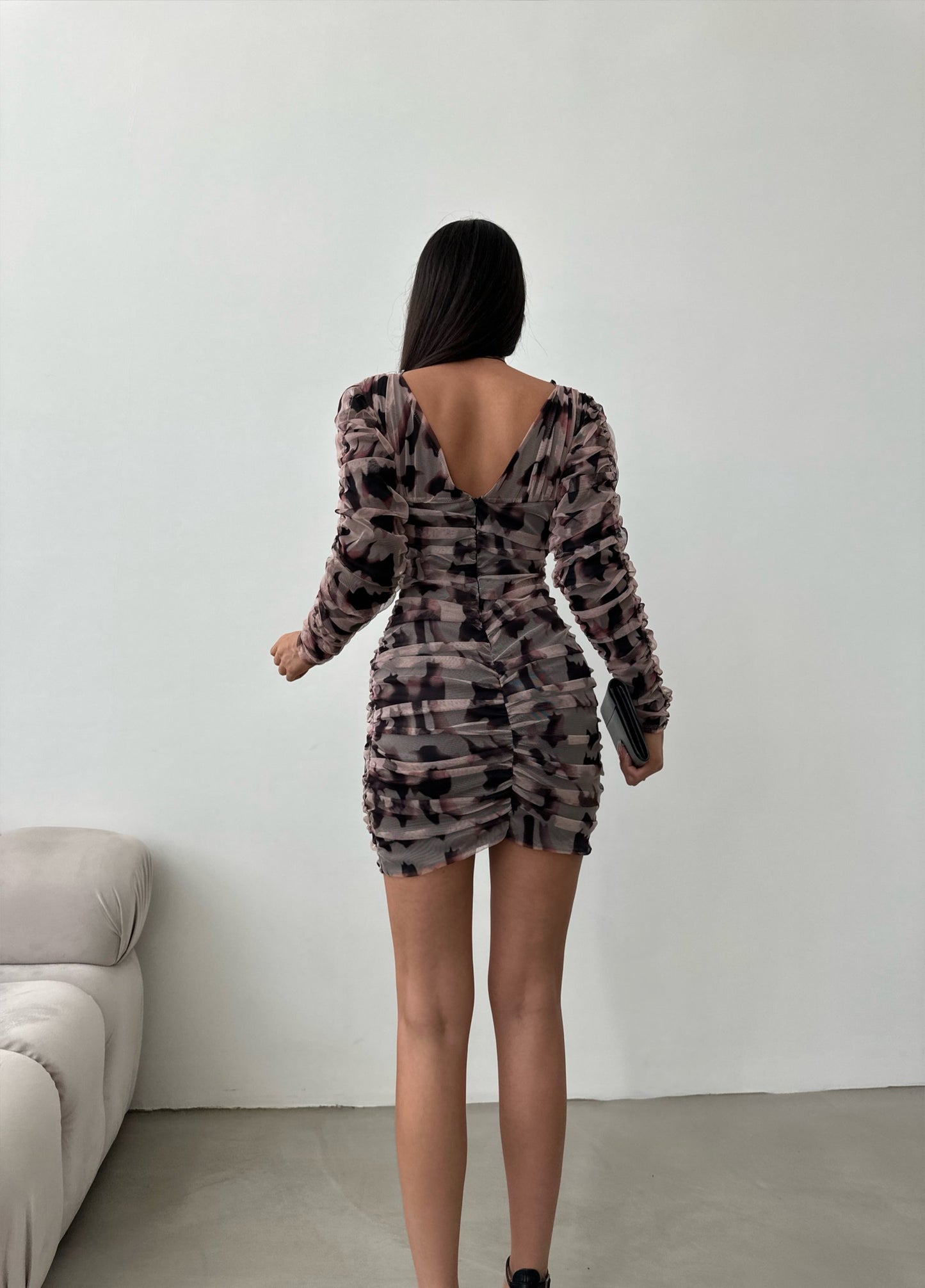 Laura Long Sleeve Printed Mini Dress